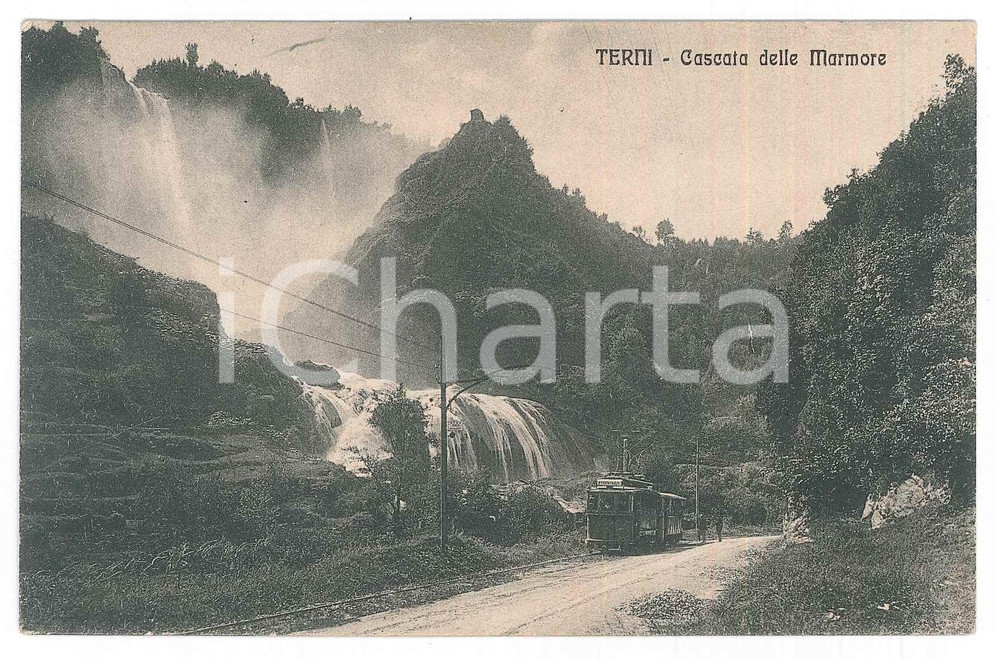 1919 TERNI Cascata delle Marmore - Cartolina ANIMATA tram FP VG