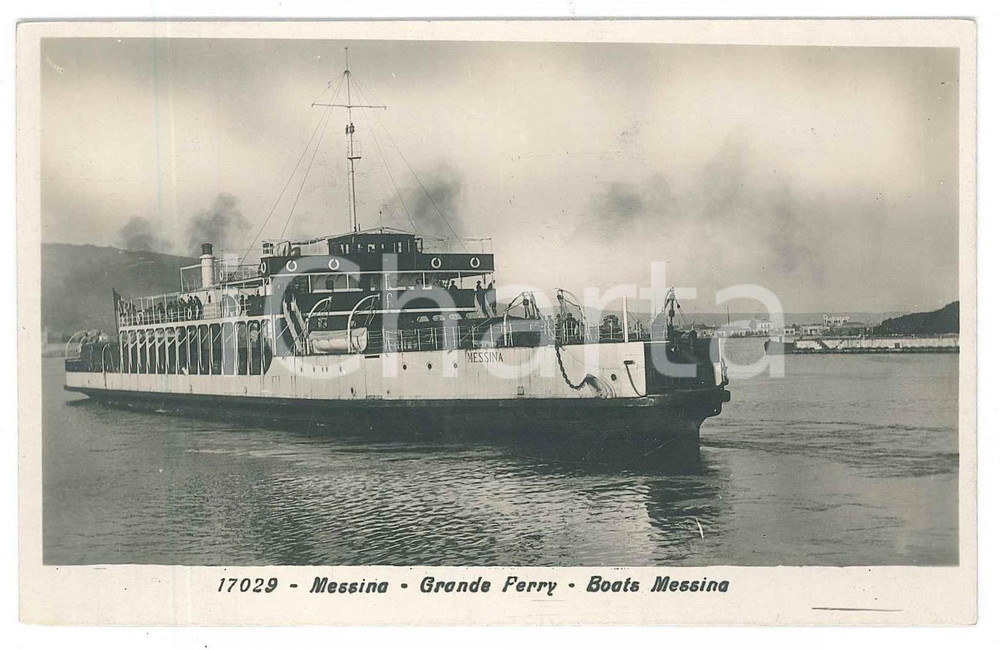 1930 MESSINA Grande Ferry - Boats Messina - Cartolina postale FP VG