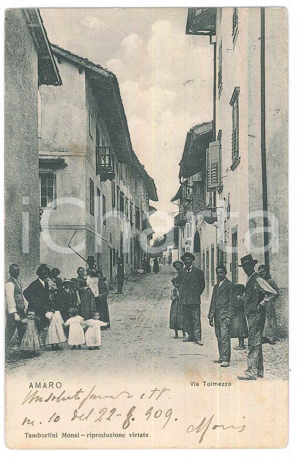 1909 AMARO (UD) Via Tolmezzo - Veduta *Cartolina ANIMATA bambini RARA