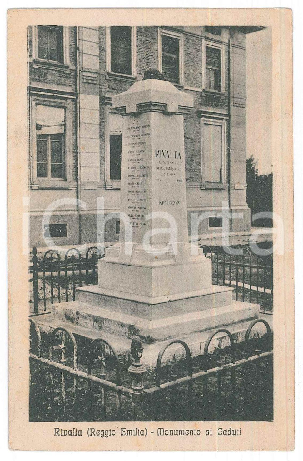 1930 RIVALTA / REGGIO EMILIA Monumento ai Caduti - Cartolina FP VG