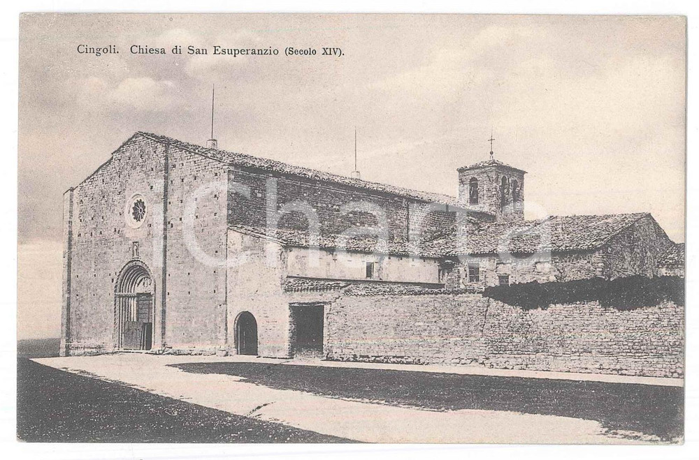 1917 CINGOLI (MC) Chiesa di S. Esuperanzio - Cartolina postale FP VG Cartolina postale d'epoca, viaggiata.  GOOD/buono  Formato: 14x9 cm originale e autentica 1