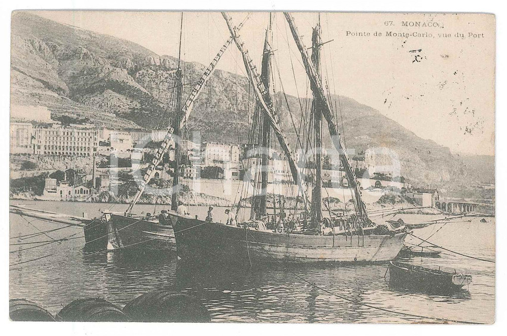 1915 ca MONACO Pointe de MONTE CARLO Vue du port - Cartolina ANIMATA FP VG