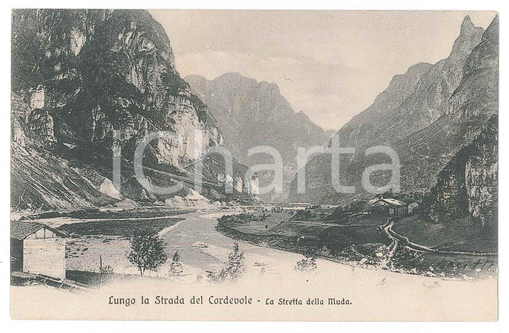 1908 STRADA DEL CORDEVOLE (BL) Stretta della Muda *Cartolina postale FP VG