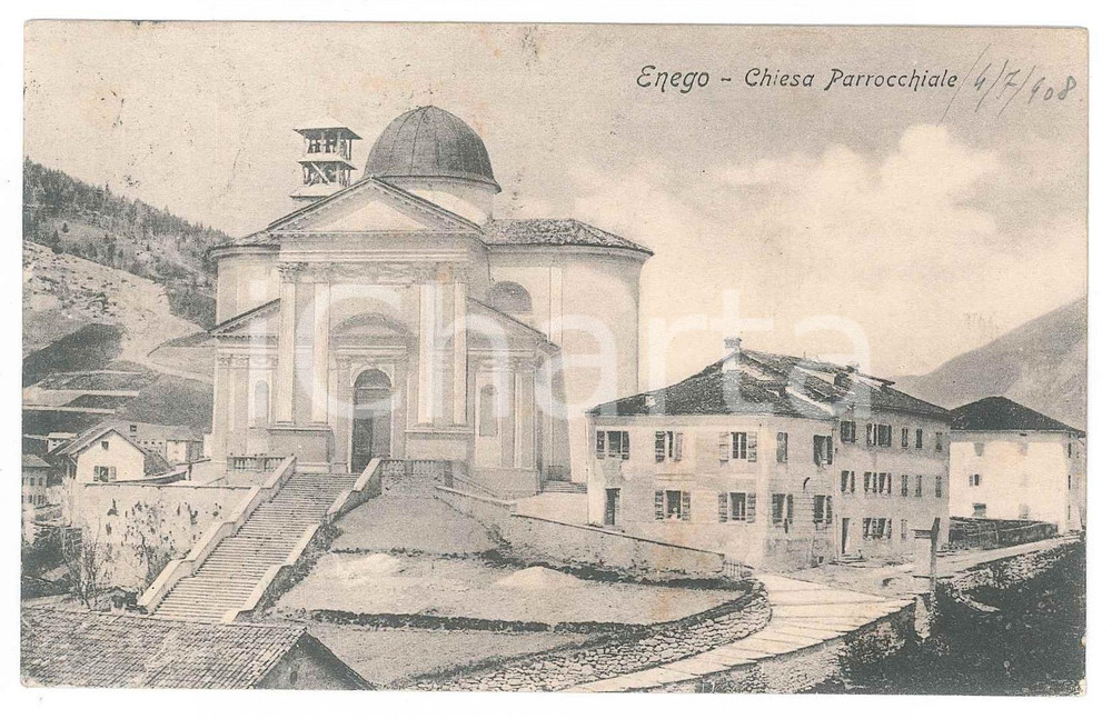 1908 ENEGO (VI) Chiesa Parrocchiale *Cartolina postale FP NV