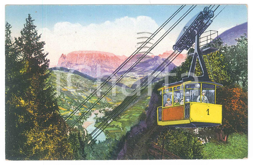 1933 Area di BOLZANO - Teleferica sul Colle *Cartolina ANIMATA FP VG
