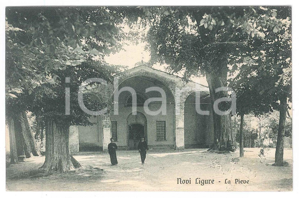 1913 NOVI LIGURE (AL) La Pieve - Veduta *Cartolina ANIMATA sacerdote FP VG