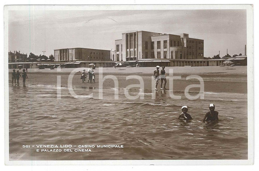 1938 VENEZIA LIDO Casinò Municipale e Palazzo del Cinema - Cartolina ANIMATA