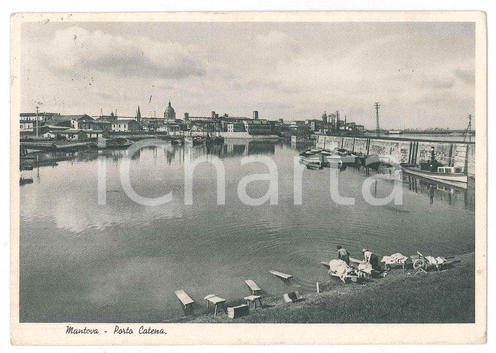 1940 MANTOVA Lavandaie a Porto Catena - Cartolina ANIMATA FG VG Cartolina d'epoca, viaggiata. FAIR/discreto Lievi smussature agli angoli, macchia di bianchetto al recto Formato: 15x10 cm originale e autentica 1