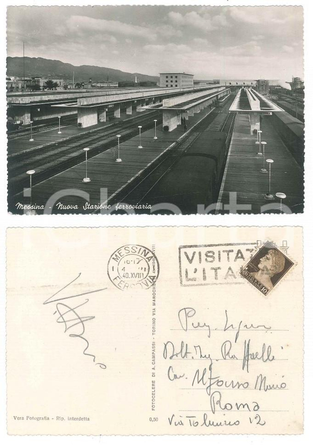 1940 MESSINA Nuova stazione ferroviaria - Cartolina FG VG
