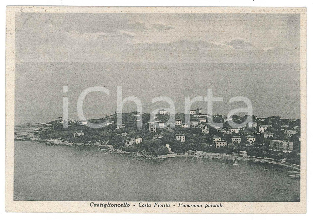 1939 CASTIGLIONCELLO (LI) Costa fiorita - Panorama parziale - Cartolina FG VG