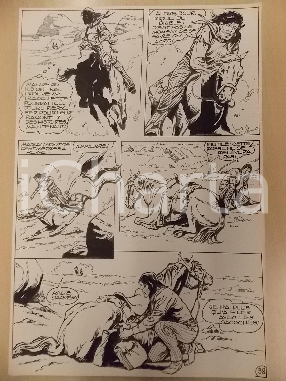 Opera d’arte autentica 1990 BILLY BOYD Ep.3 Luciano BERNASCONI Cavallo ferito Tavola originale LUBE 1