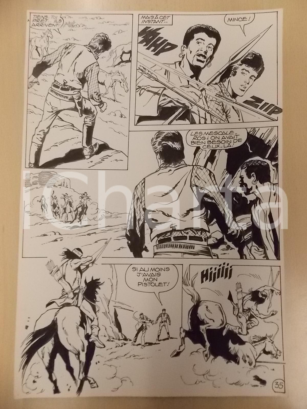 Opera d’arte autentica 1990 BILLY BOYD Ep.3 Luciano BERNASCONI Frecce contro cowboy  Tavola originale 1