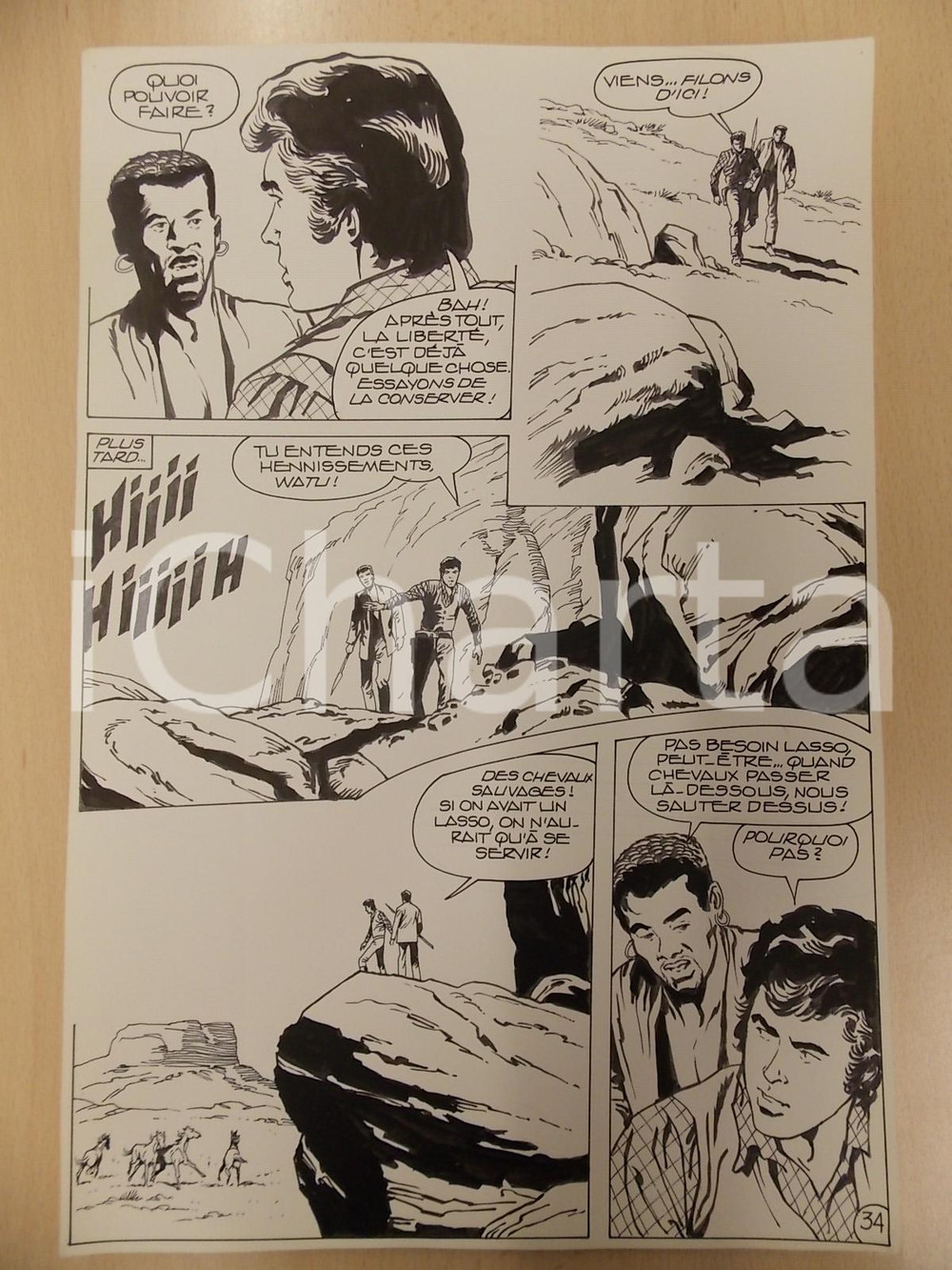 Opera d’arte autentica 1990 BILLY BOYD Ep.3 Luciano BERNASCONI Mandria di cavalli Tavola originale LUBE 1