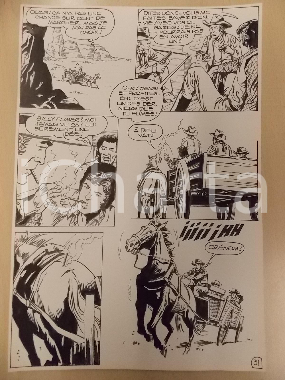 Opera d’arte autentica 1990 BILLY BOYD Ep.3 Luciano BERNASCONI Cavallo imbizzarrito Tavola originale 1