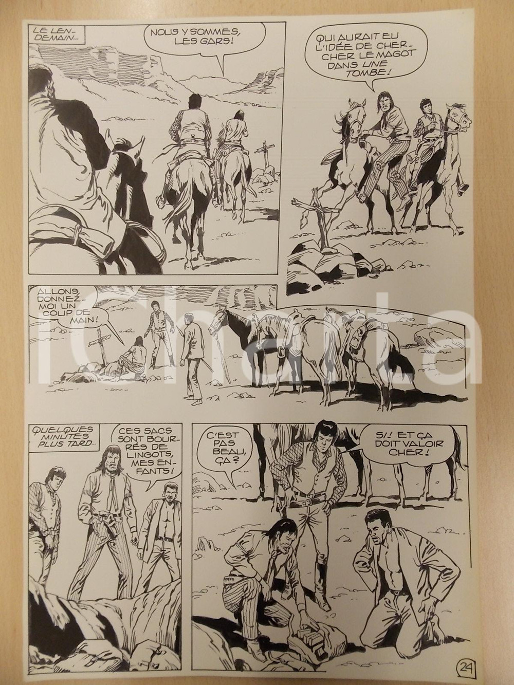 Opera d’arte autentica 1990 BILLY BOYD Ep.3 Luciano BERNASCONI Tomba nel canyon Tavola originale LUBE 1