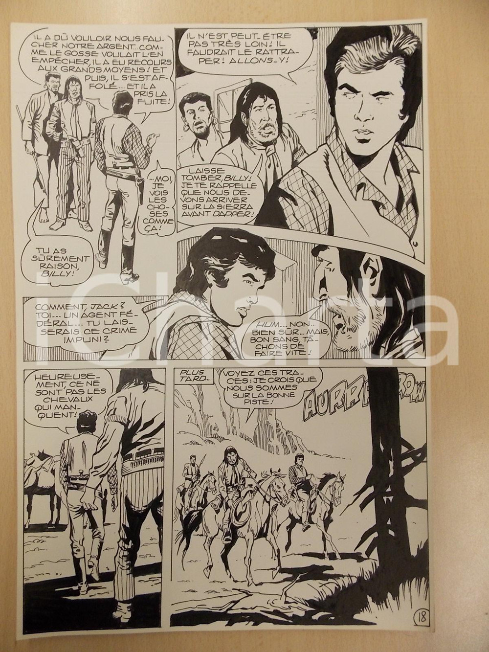 Opera d’arte autentica 1990 BILLY BOYD Ep.3 Luciano BERNASCONI Cowboy a cavallo Tavola originale LUBE 1
