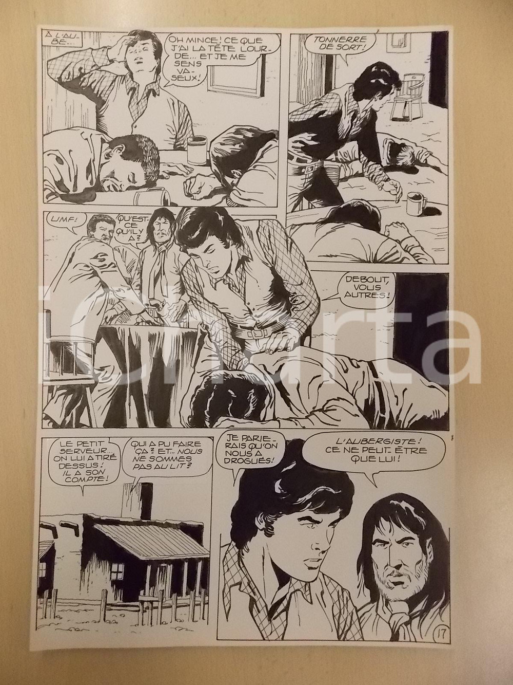 Opera d’arte autentica 1990 BILLY BOYD Ep.3 Luciano BERNASCONI Cowboy svenuti Tavola originale LUBE 1