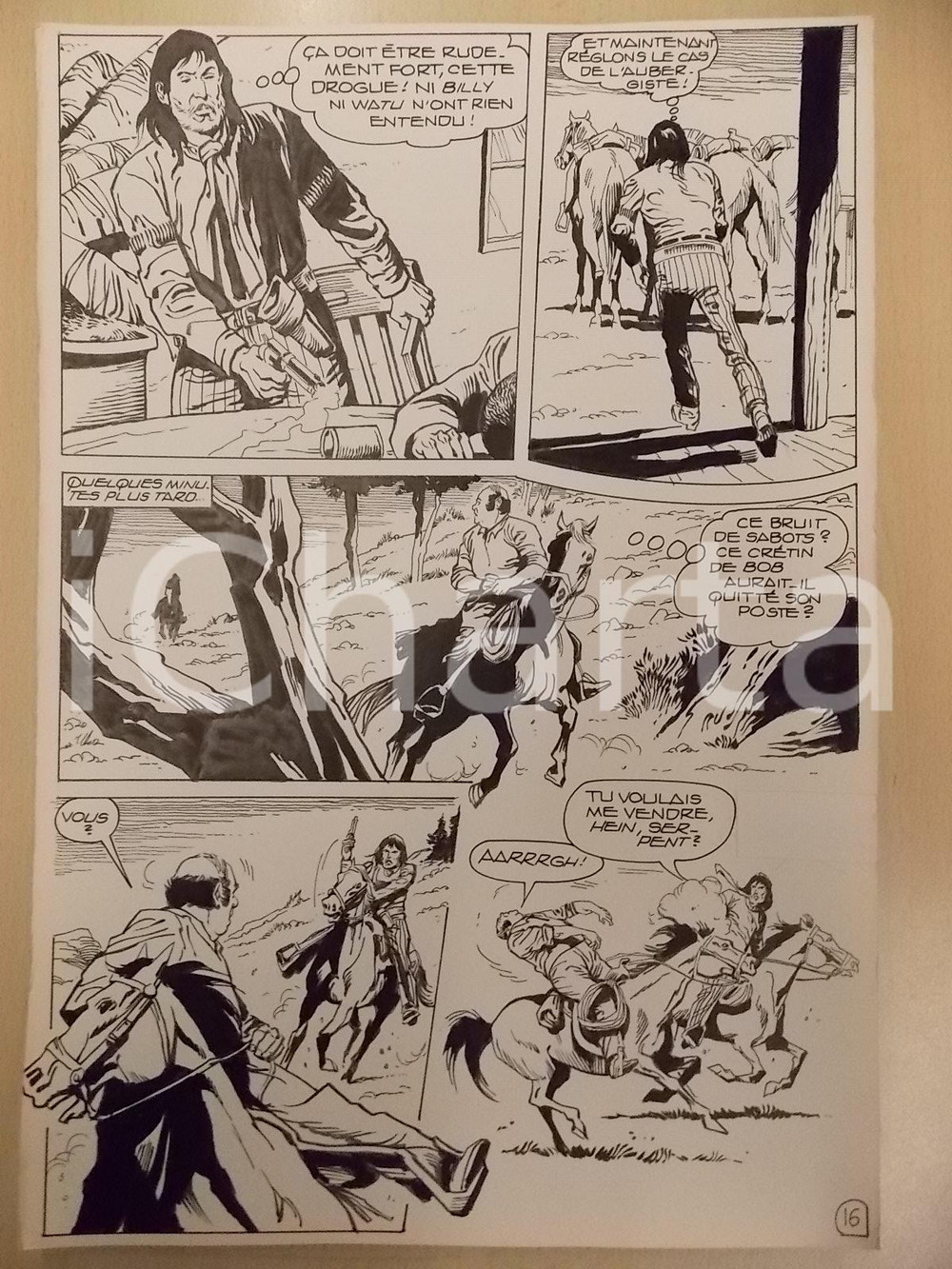 Opera d’arte autentica 1990 BILLY BOYD Ep.3 Luciano BERNASCONI Fuga a cavallo Tavola originale LUBE 1