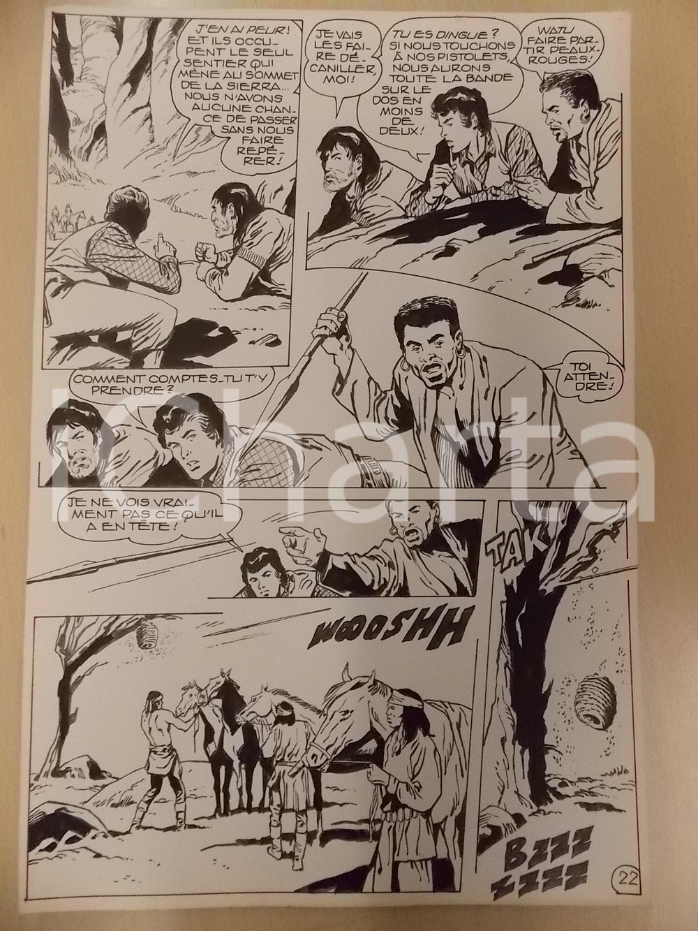 Opera d’arte autentica 1990 BILLY BOYD Ep.3 Luciano BERNASCONI Alveare cade su indiani Tavola originale 1