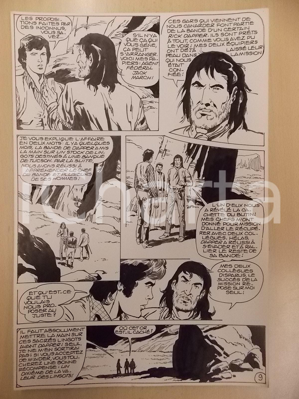Opera d’arte autentica 1990 BILLY BOYD Ep.3 Luciano BERNASCONI Pistoleri nel canyon Tavola originale 1