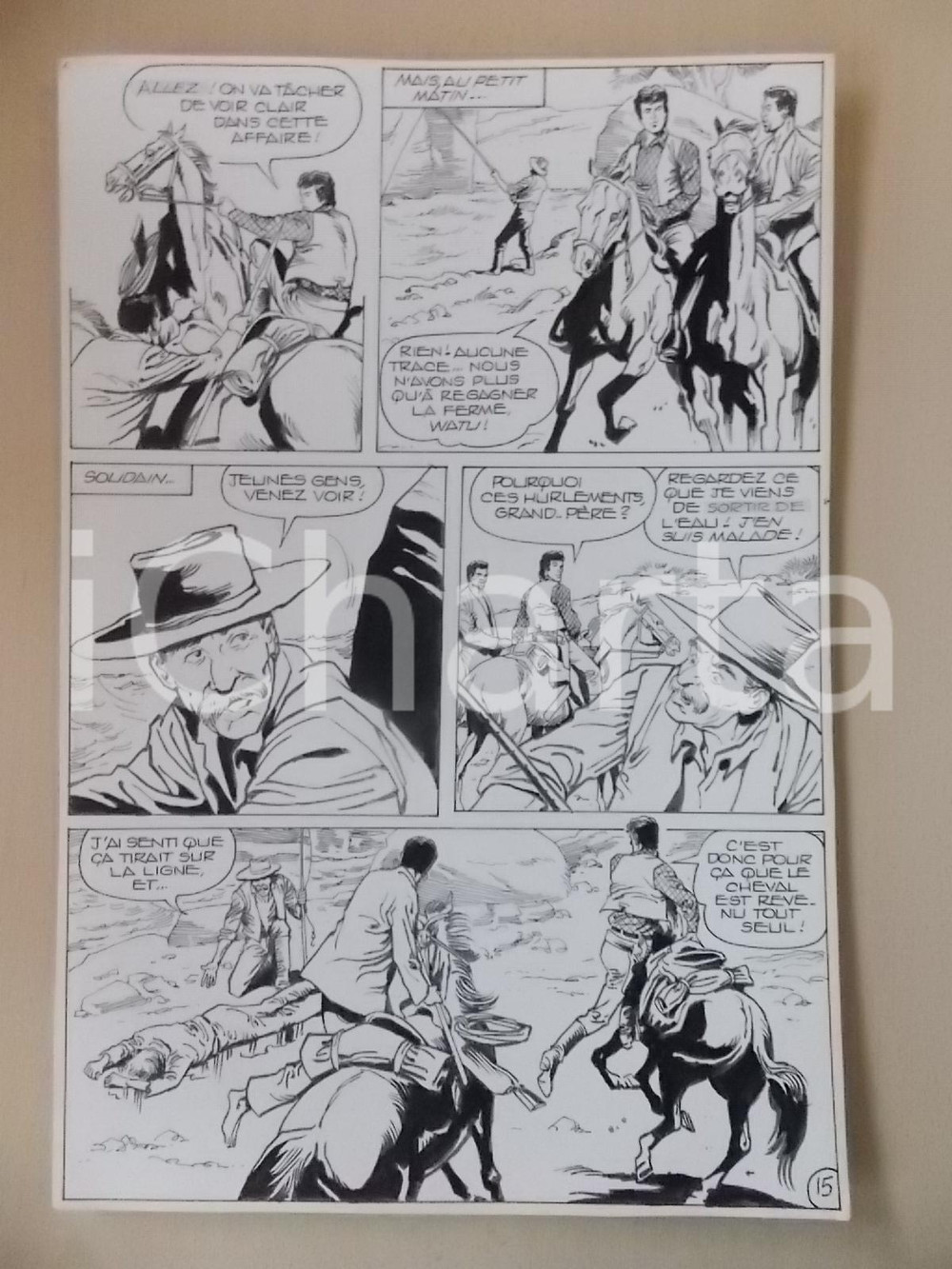 Opera d’arte autentica 1990 BILLY BOYD Ep.5 L. BERNASCONI Cadavere ripescato nel fiume Tavola originale 1