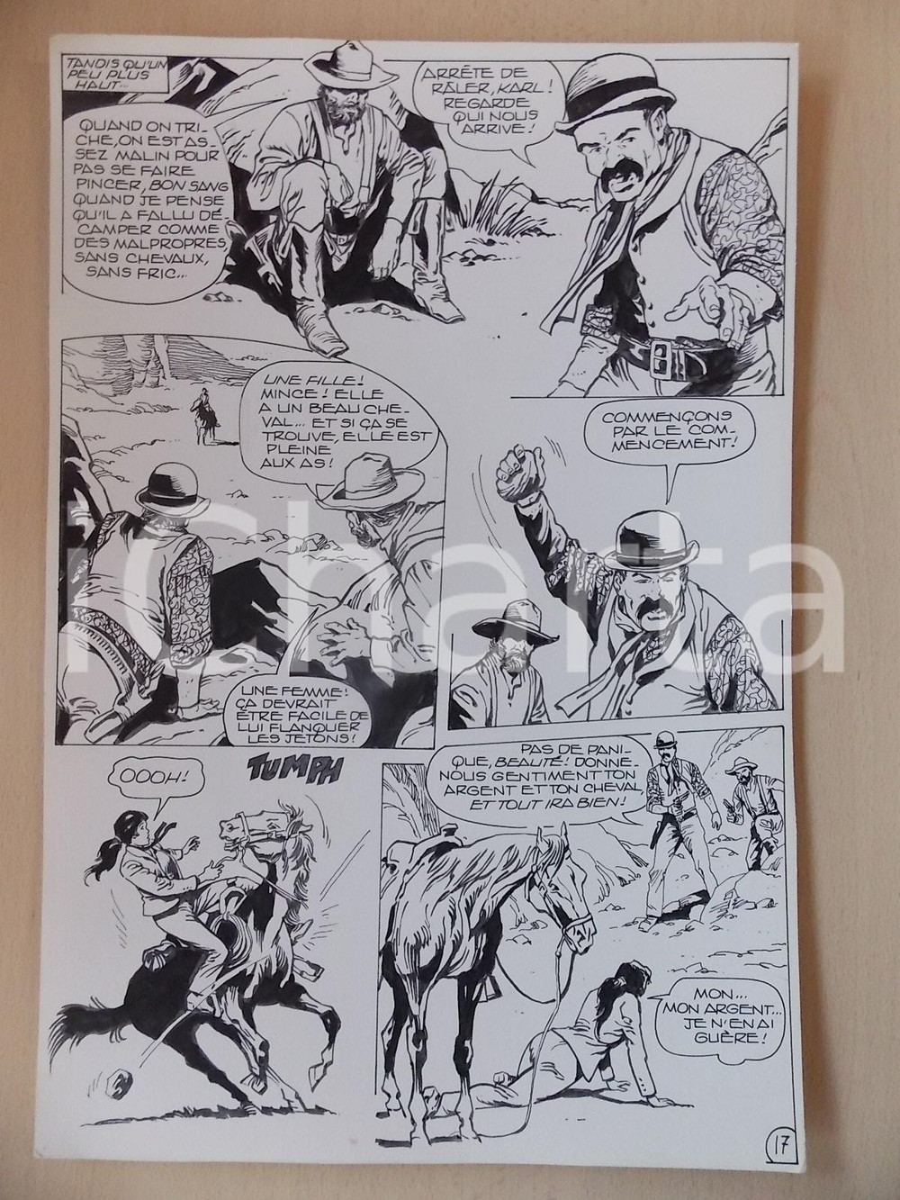 Opera d’arte autentica 1990 BILLY BOYD Ep.5 Luciano BERNASCONI Cavallo colpito da sasso Tav. originale 1