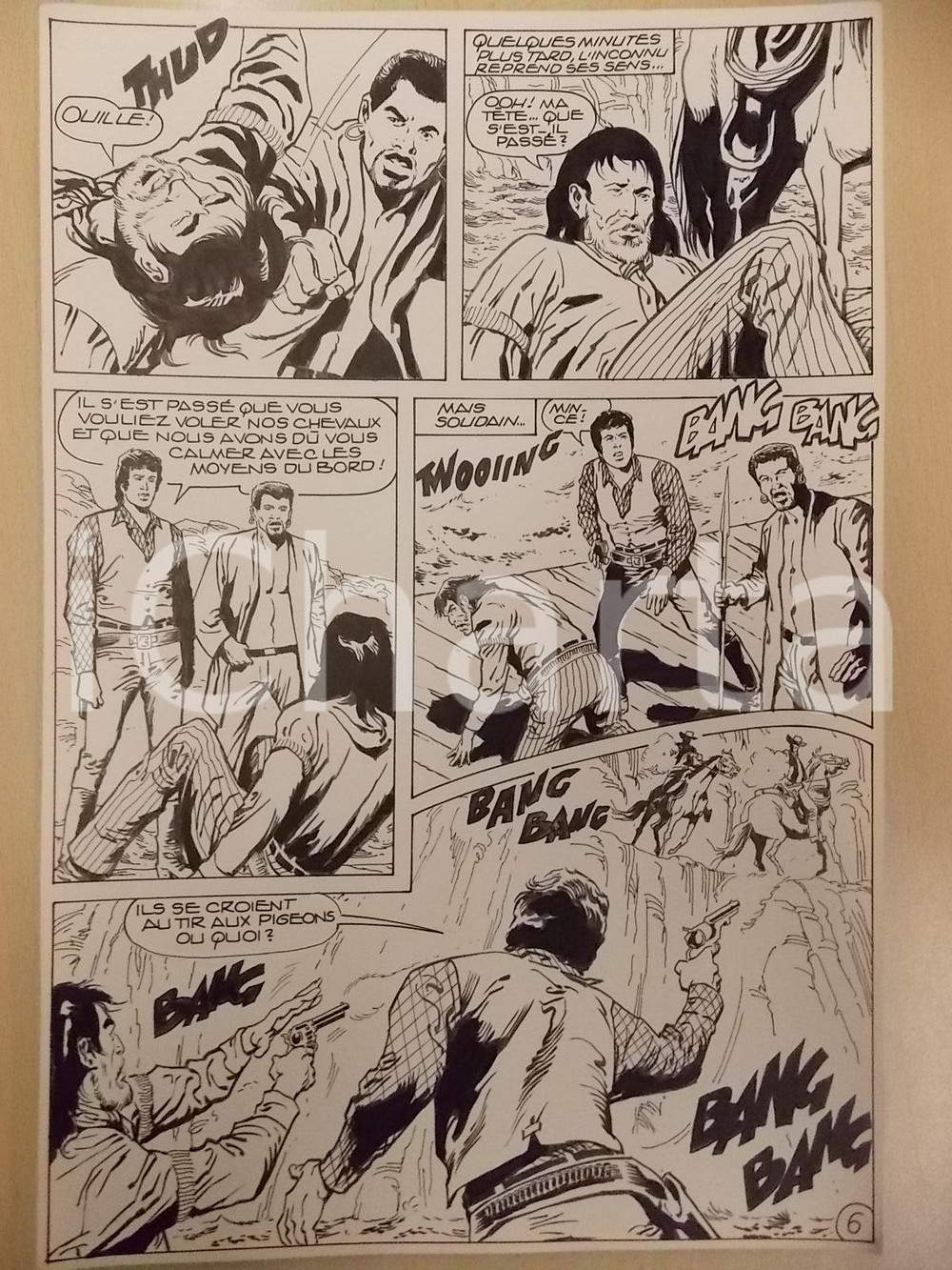 Opera d’arte autentica 1990 BILLY BOYD Ep.3 Luciano BERNASCONI Agguato sul fiume Tavola originale LUBE 1