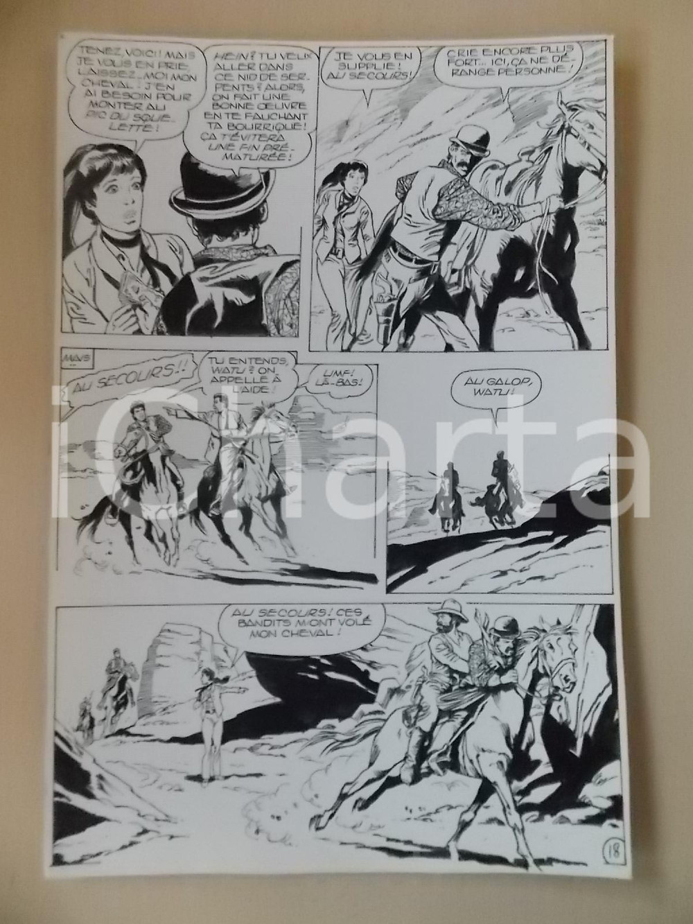 Opera d’arte autentica 1990 BILLY BOYD Ep.5 Luciano BERNASCONI Fuga a cavallo Tavola originale LUBE 1