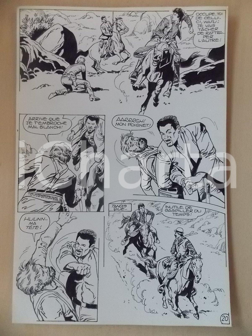 Opera d’arte autentica 1990 BILLY BOYD Ep.5 Luciano BERNASCONI Rissa nel canyon Tavola originale LUBE 1