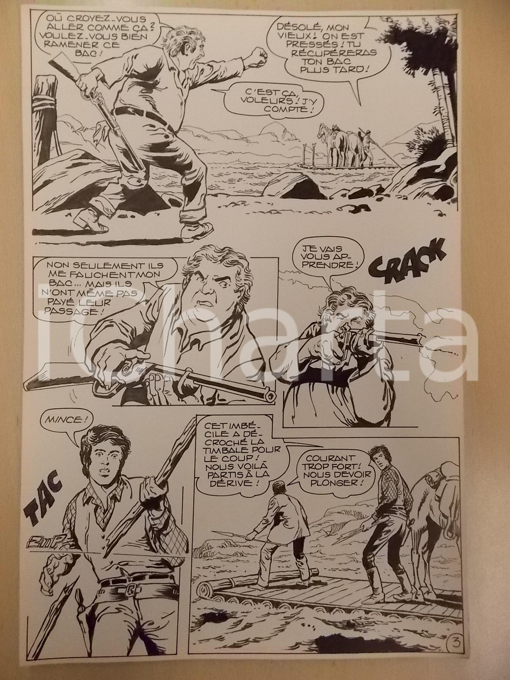 Opera d’arte autentica 1990 BILLY BOYD Ep.3 Luciano BERNASCONI Furto di zattera Tavola originale LUBE 1