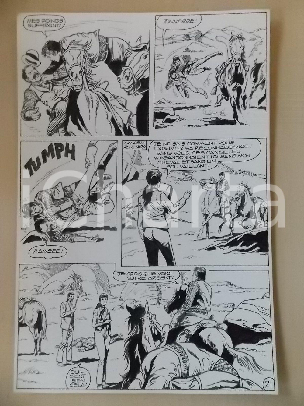 Opera d’arte autentica 1990 BILLY BOYD Ep.5 Luciano BERNASCONI Cowboy cattura banditi Tavola originale 1