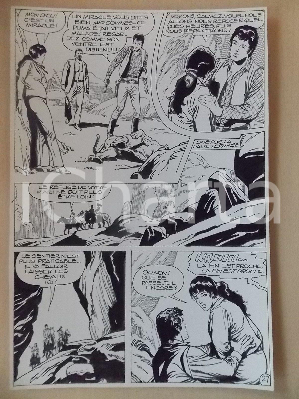 Opera d’arte autentica 1990 BILLY BOYD Ep.5 Luciano BERNASCONI Cowboy uccidono puma Tavola originale 1