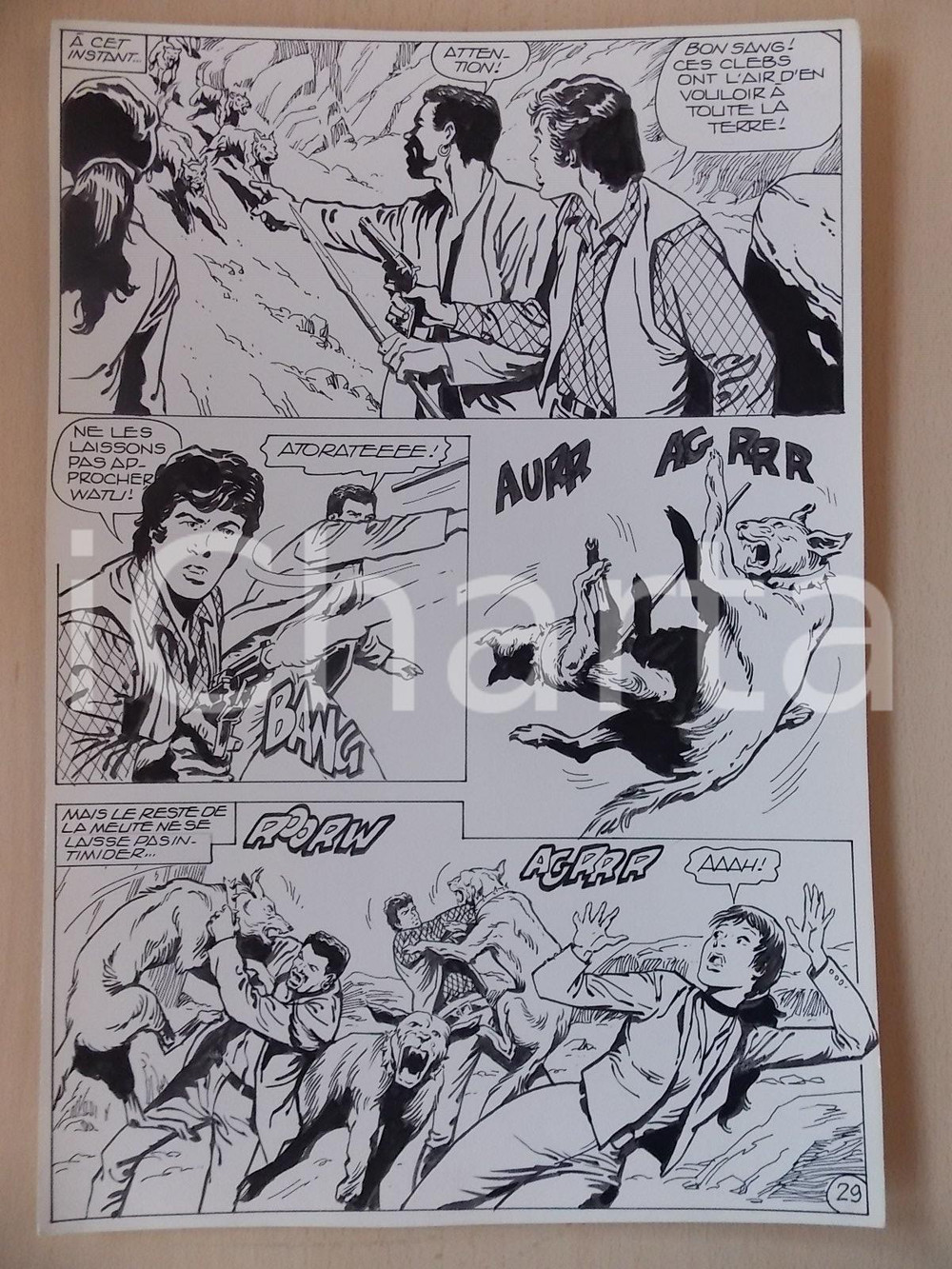 Opera d’arte autentica 1990 BILLY BOYD Ep.5 Luciano BERNASCONI Branco di lupi nel canyon Tav. originale 1