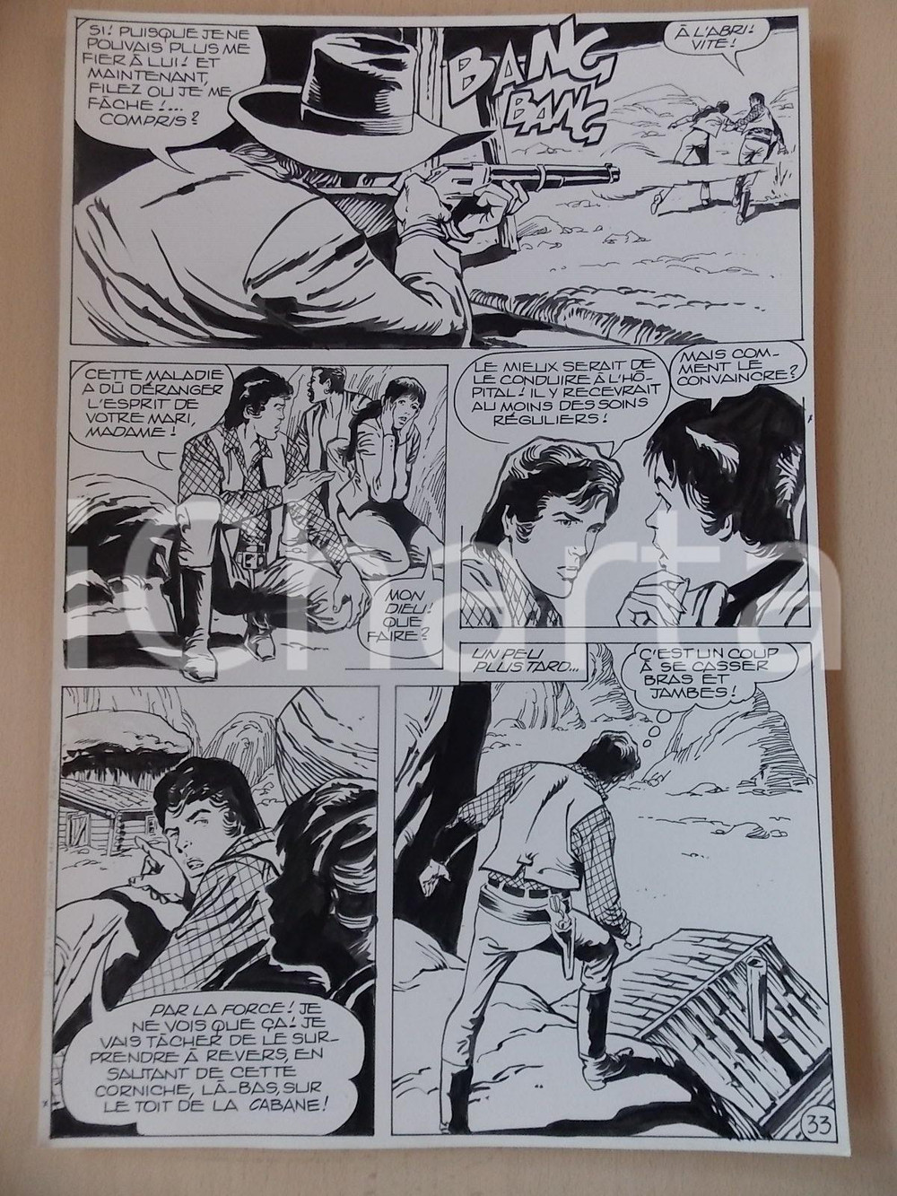 Opera d’arte autentica 1990 BILLY BOYD Ep.5 Luciano BERNASCONI Cowboy in agguato Tavola originale 1