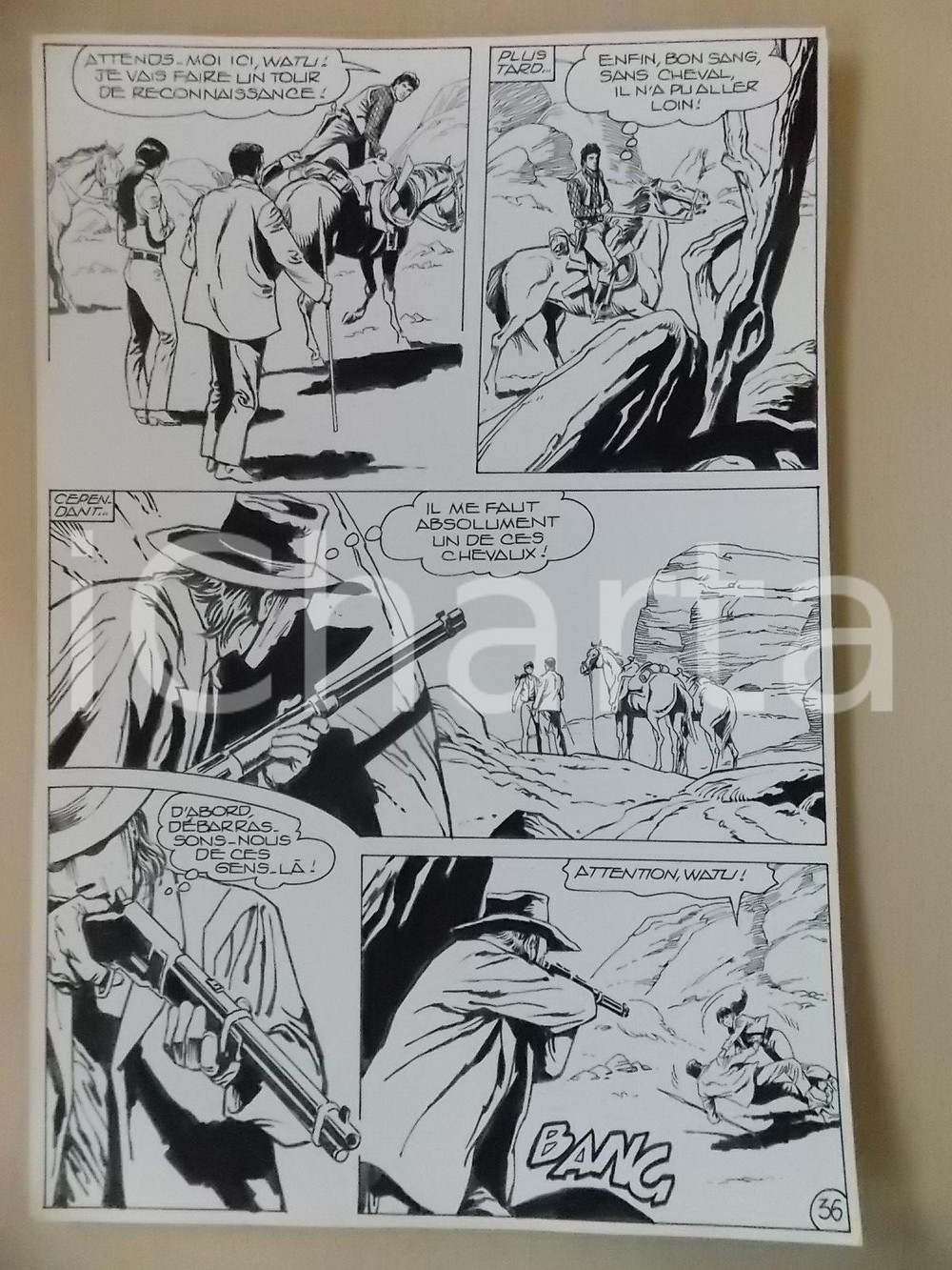 Opera d’arte autentica 1990 BILLY BOYD Ep.5 Luciano BERNASCONI Bandito mascherato Tavola originale LUBE 1