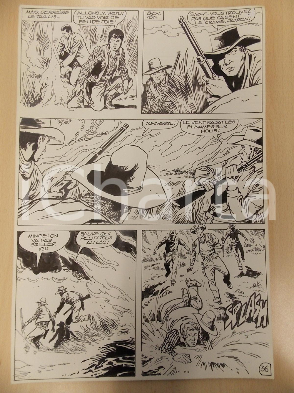 Opera d’arte autentica 1990 BILLY BOYD Ep.4 Luciano BERNASCONI Bandito cade nel fiume Tavola originale 1