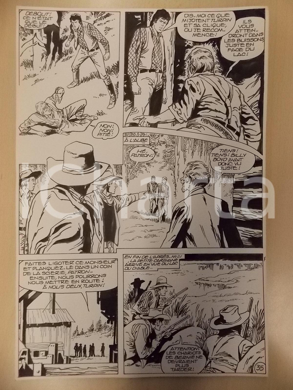 Opera d’arte autentica 1990 BILLY BOYD Ep.4 Luciano BERNASCONI Cowboy cattura bandito Tavola originale 1