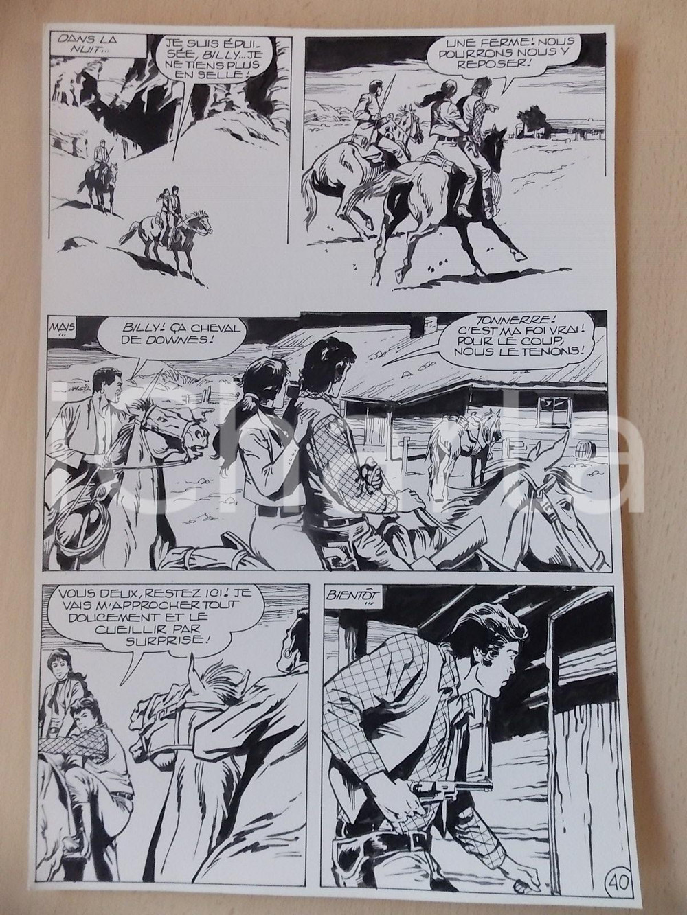 Opera d’arte autentica 1990 BILLY BOYD Ep.5 Luciano BERNASCONI Pistoleri in agguato Tavola originale 1