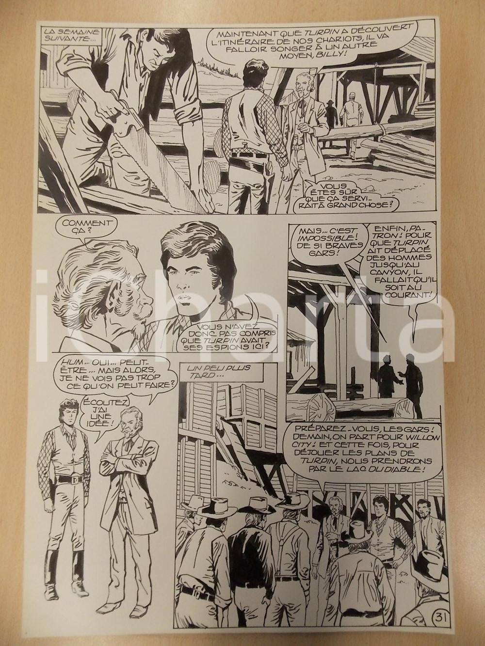 Opera d’arte autentica 1990 BILLY BOYD Ep.4 Luciano BERNASCONI Visita alla segheria Tavola originale 1