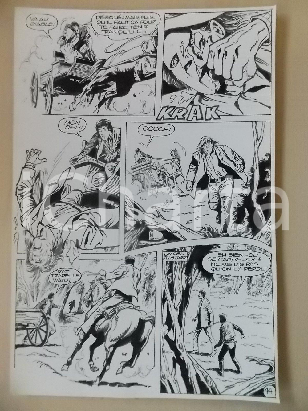 Opera d’arte autentica 1990 BILLY BOYD Ep.5 L. BERNASCONI Cowboy rompe maschera con pugno Tav originale 1