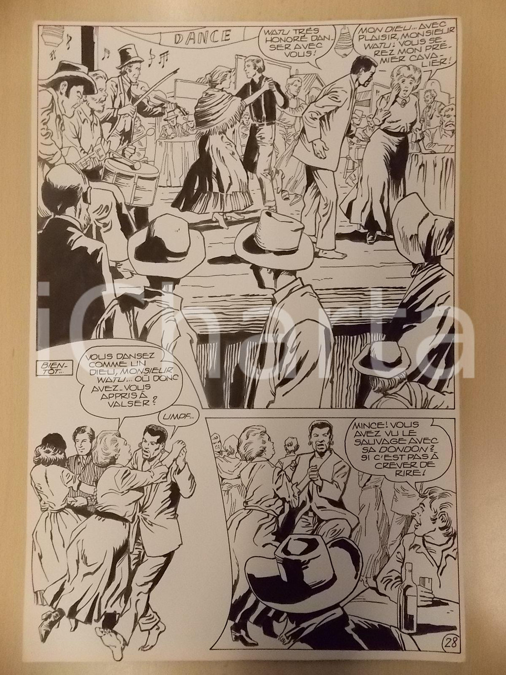 Opera d’arte autentica 1990 BILLY BOYD Ep.4 Luciano BERNASCONI Gara di ballo al saloon Tavola originale 1