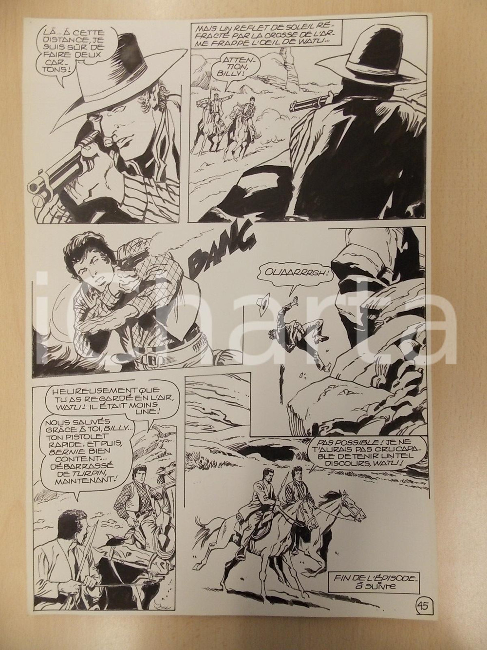 Opera d’arte autentica 1990 BILLY BOYD Ep.4 Luciano BERNASCONI Cecchino prende la mira Tavola originale 1