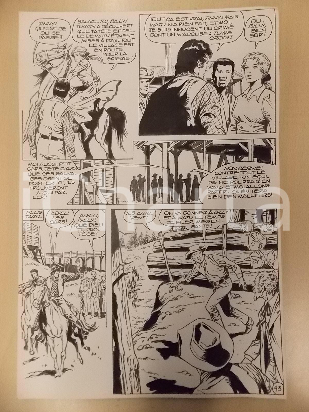 Opera d’arte autentica 1990 BILLY BOYD Ep.4 Luciano BERNASCONI Cowboy Tavola originale LUBE 1