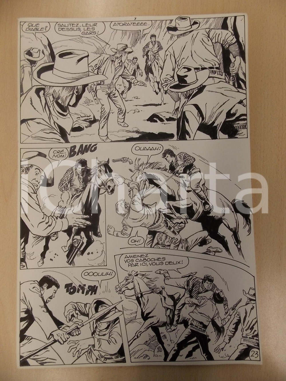 Opera d’arte autentica 1990 BILLY BOYD Ep.4 BERNASCONI Watu colpisce bandito con lancia Tav. originale 1
