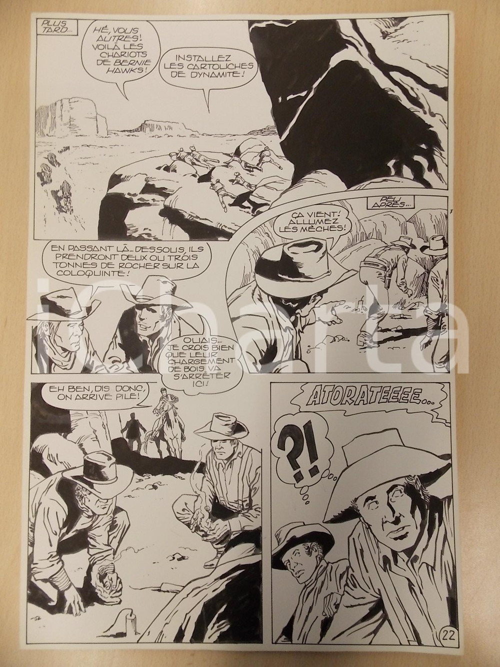 Opera d’arte autentica 1990 BILLY BOYD Ep.4 L. BERNASCONI Banditi accendono dinamite Tavola originale 1