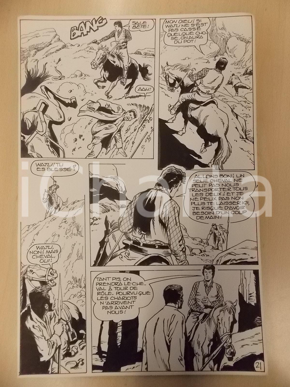 Opera d’arte autentica 1990 BILLY BOYD Ep.4 Luciano BERNASCONI Watu cade nel canyon Tavola originale 1