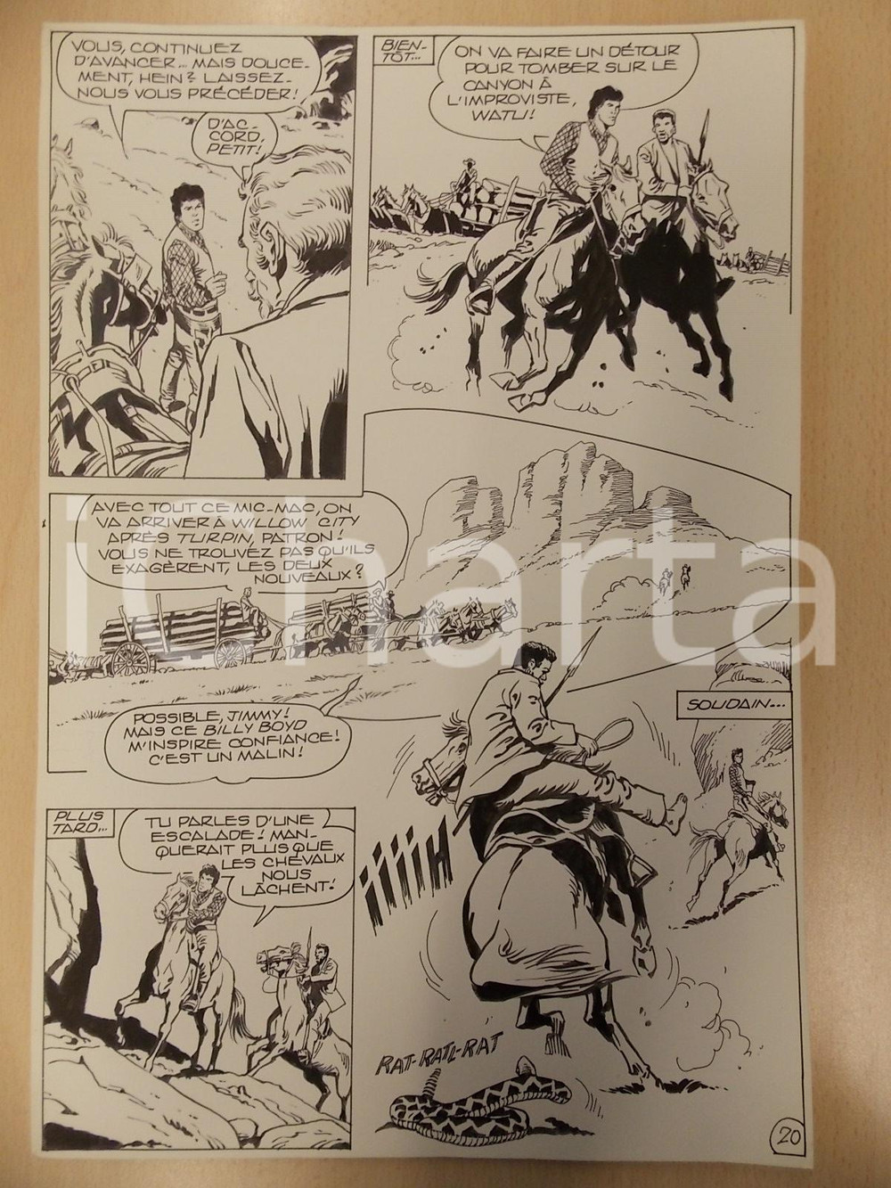 Opera d’arte autentica 1990 BILLY BOYD Ep.4 L. BERNASCONI Serpente a sonagli spaventa cavallo Tavola 1