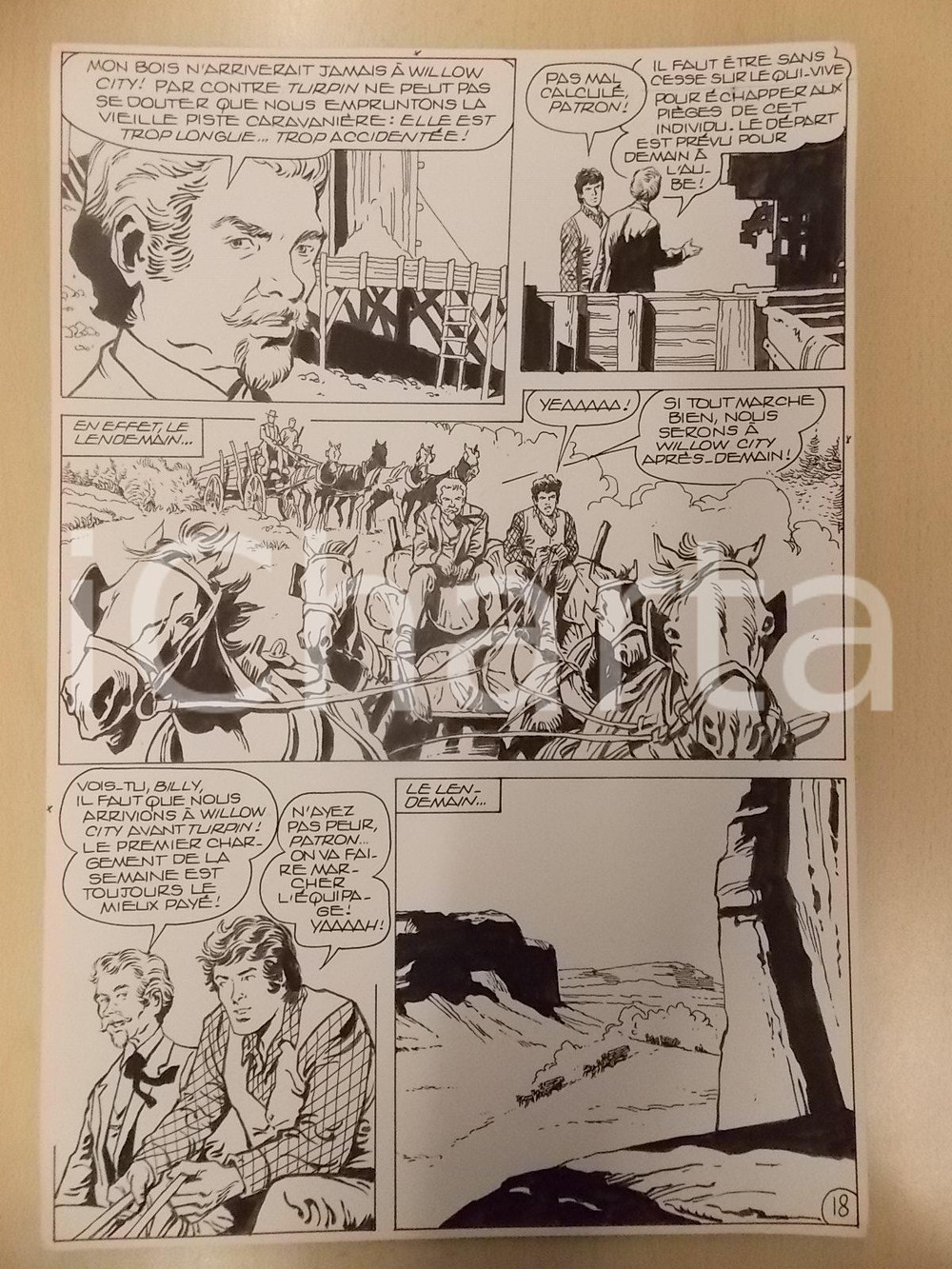 Opera d’arte autentica 1990 BILLY BOYD Ep.4 Luciano BERNASCONI Carovana nel canyon Tavola originale 1