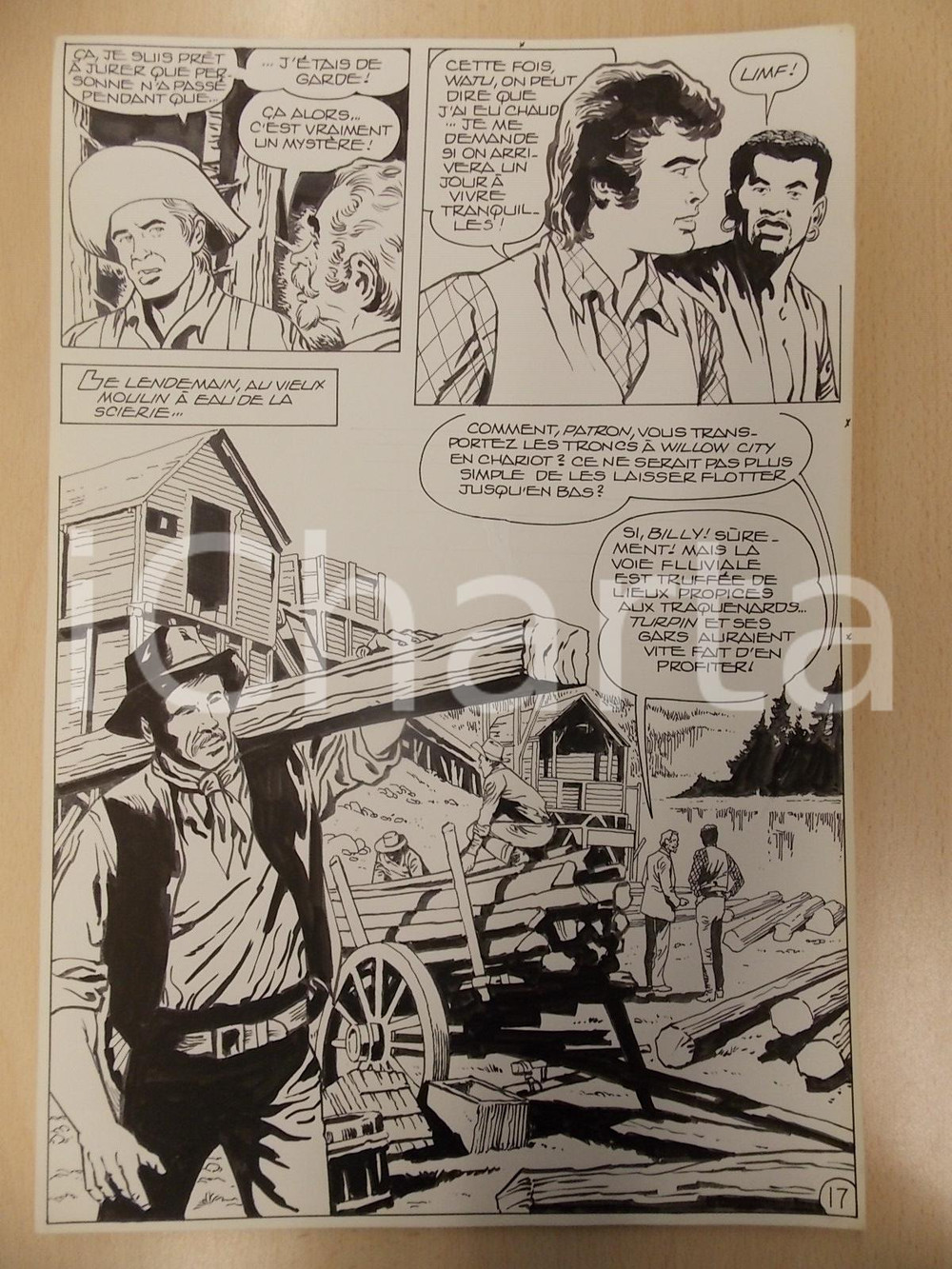 Opera d’arte autentica 1990 BILLY BOYD Ep.4 Luciano BERNASCONI Lavoro alla segheria Tavola originale 1