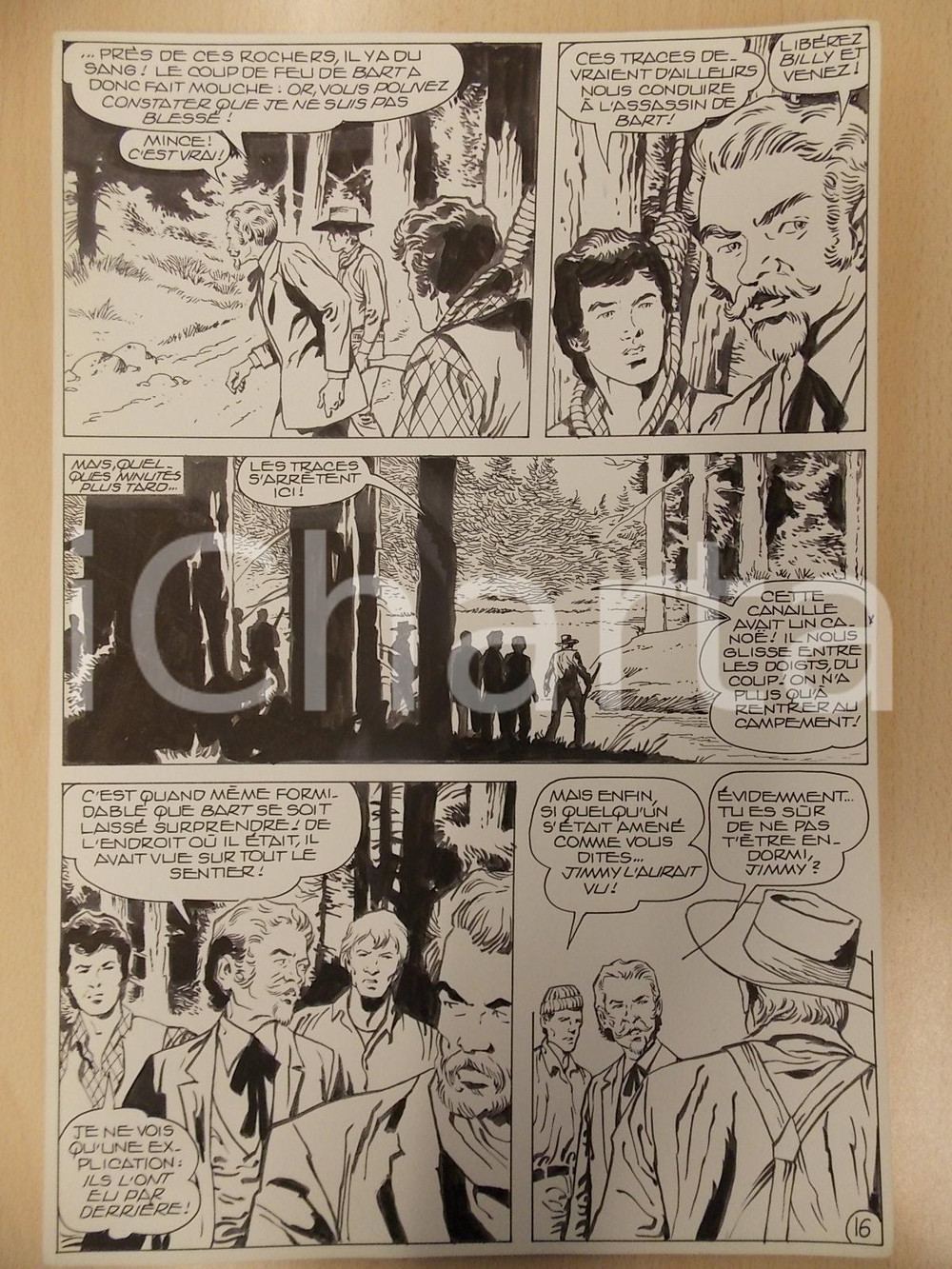 Opera d’arte autentica 1990 BILLY BOYD Ep.4 Luciano BERNASCONI Cowboy persi nel bosco Tavola originale 1